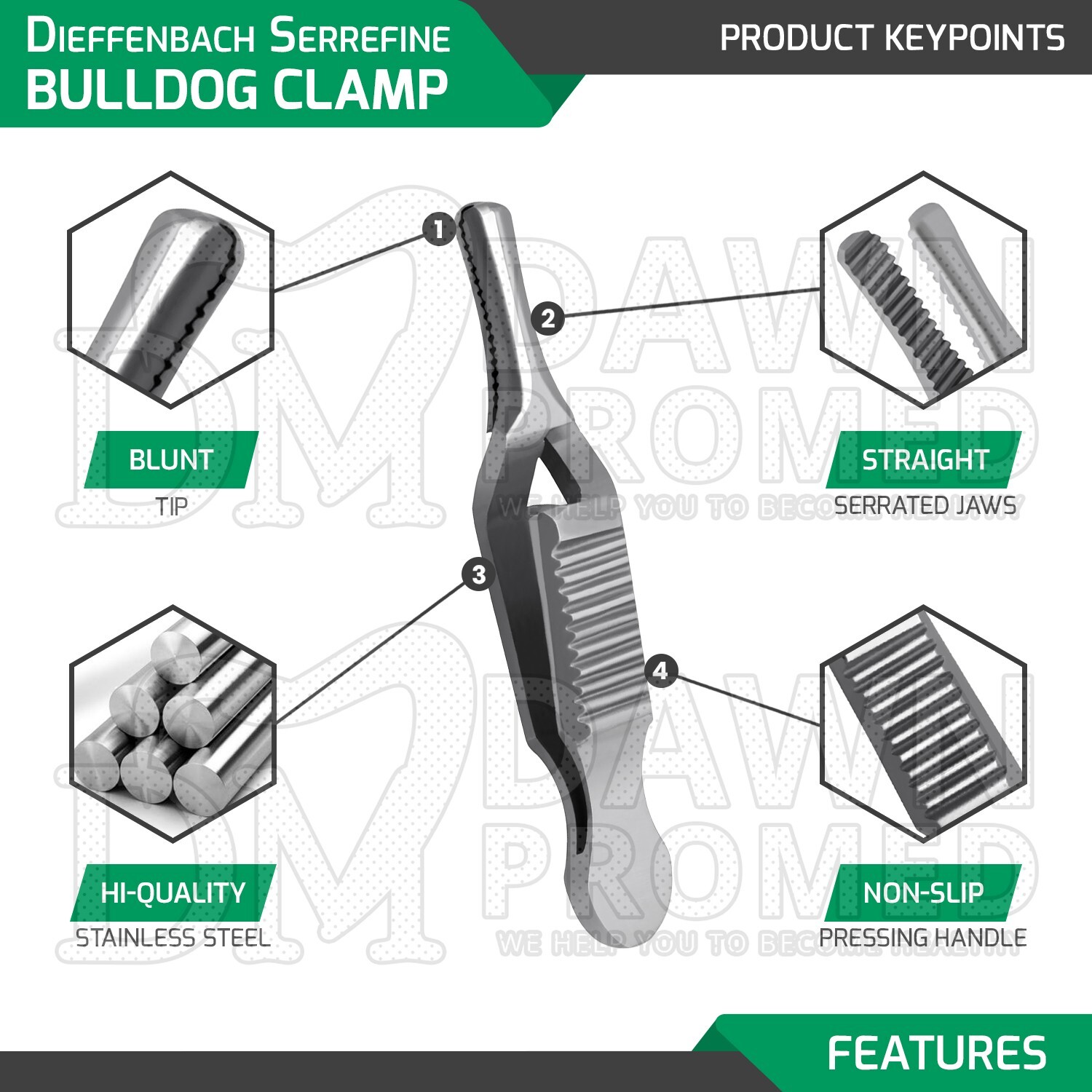 2 Pcs Debakey Bulldog Clamp 1.5" Straight & Curved Atraumatic Forceps Set