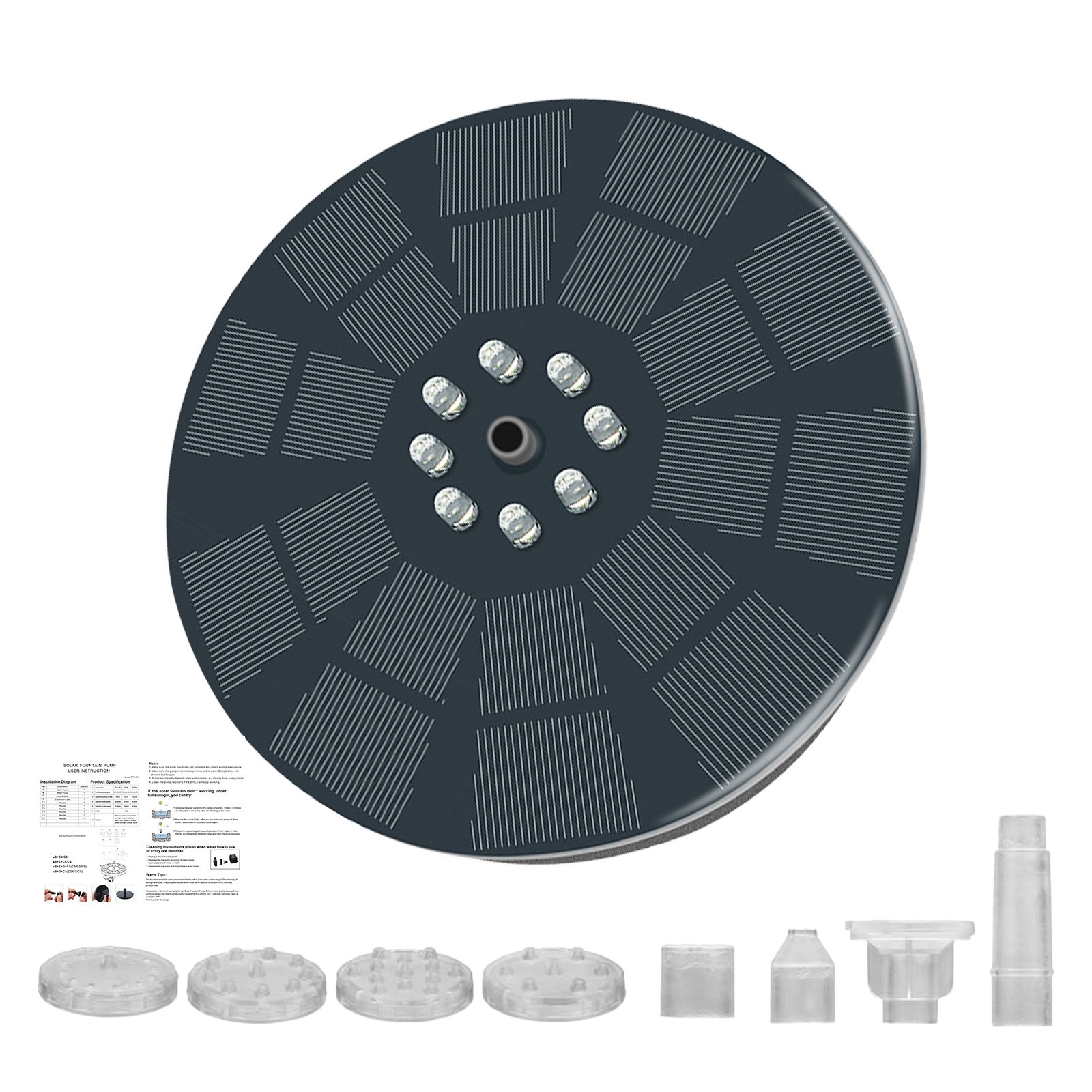 LED Solar Power Bird Bath Fountain Pump Upgrade 1.5W Solar Fountain Garden Decor