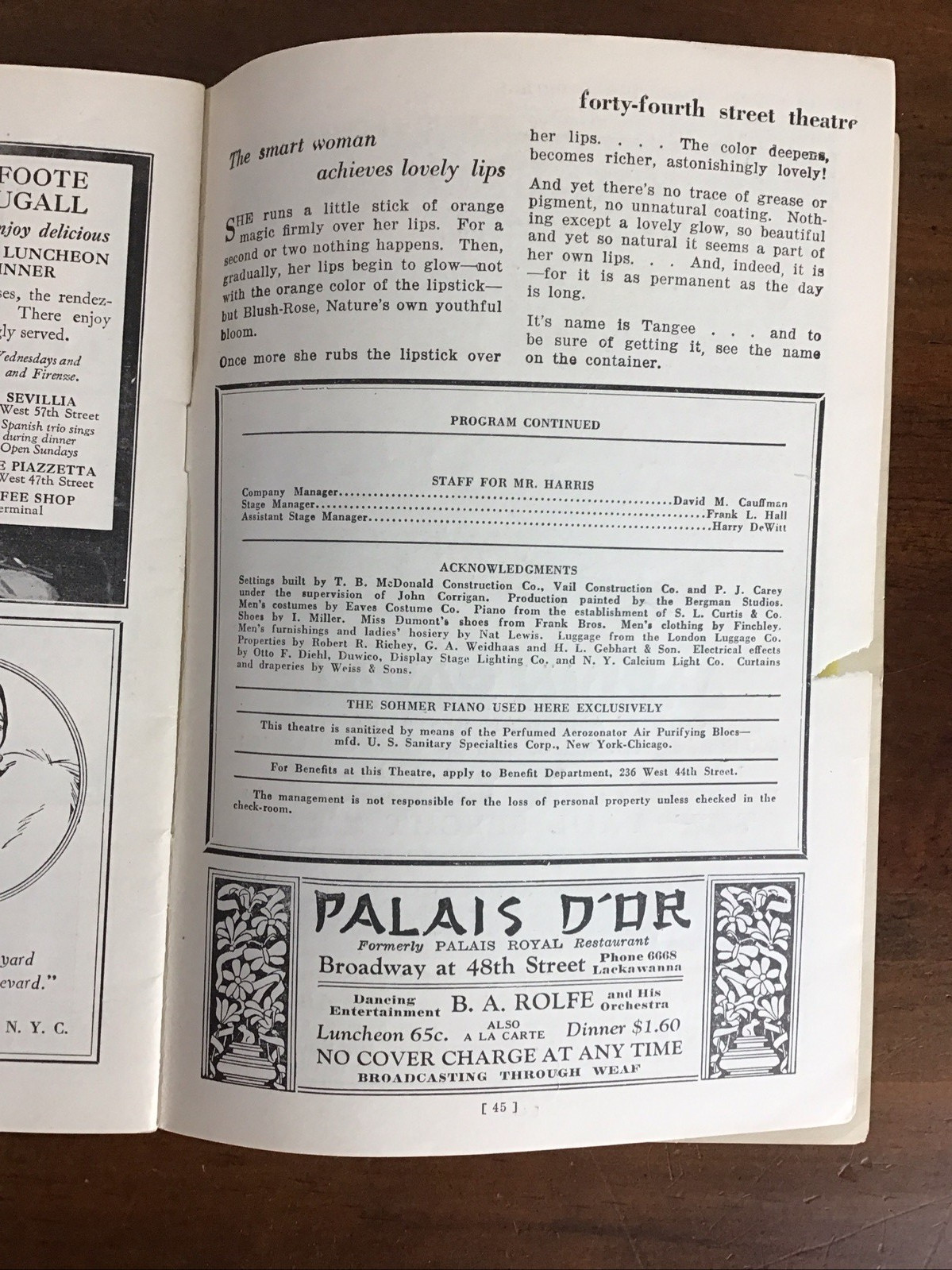 1928 Marx Brothers ANIMAL CRACKERS 44th Street Theatre NYC Playbill Shuberts VTG