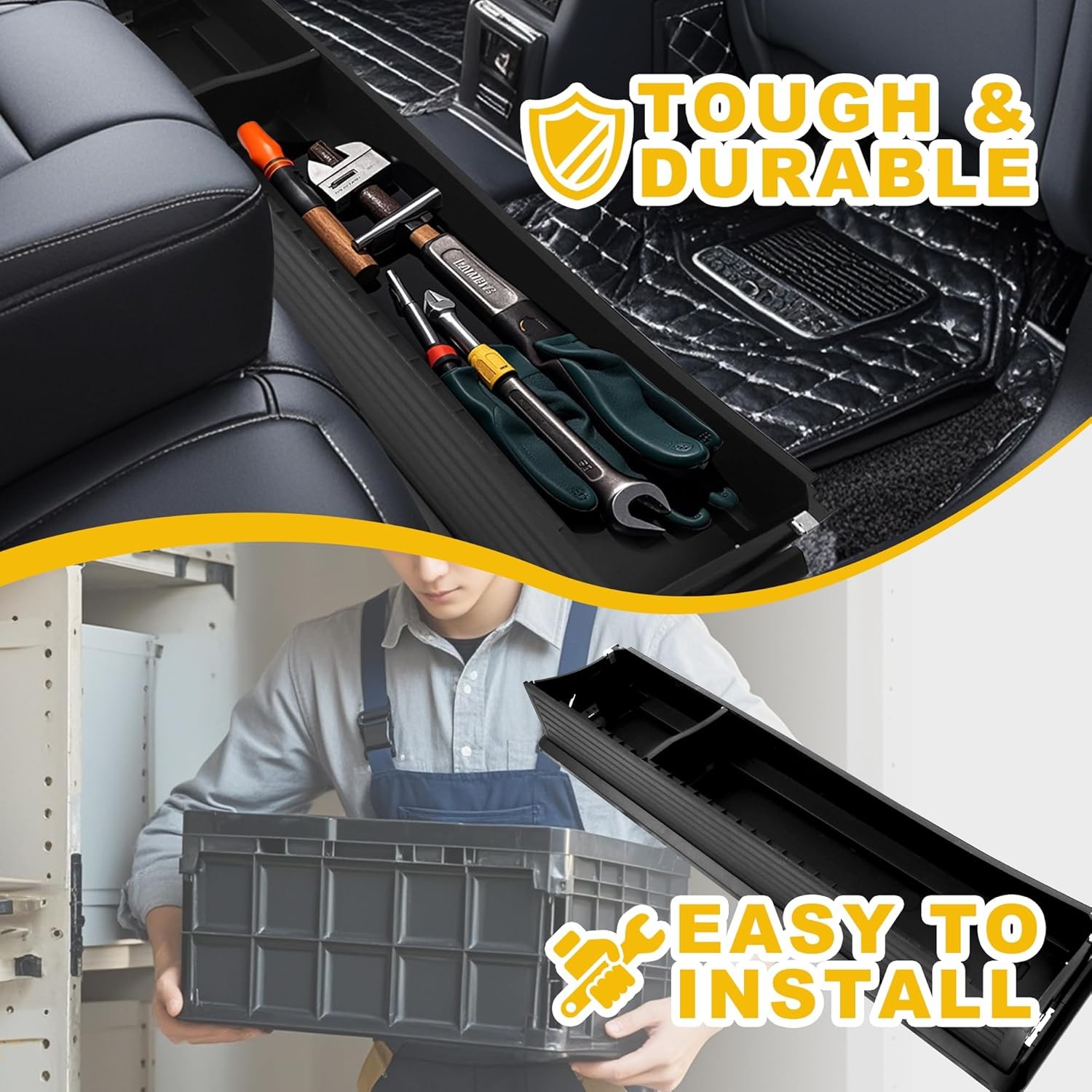 Upgraded Folding Under Rear Seat Storage Box for 2015-2026 Ford F-150 F150 F-250