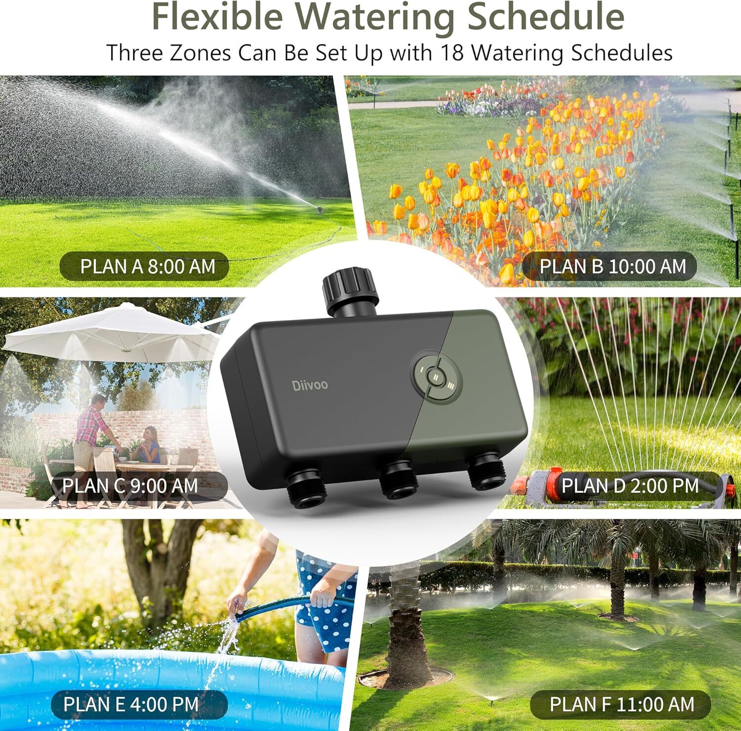 WiFi Sprinkler Timer 3 Zone Smart Water Timer Remote Control Irrigation for Lawn