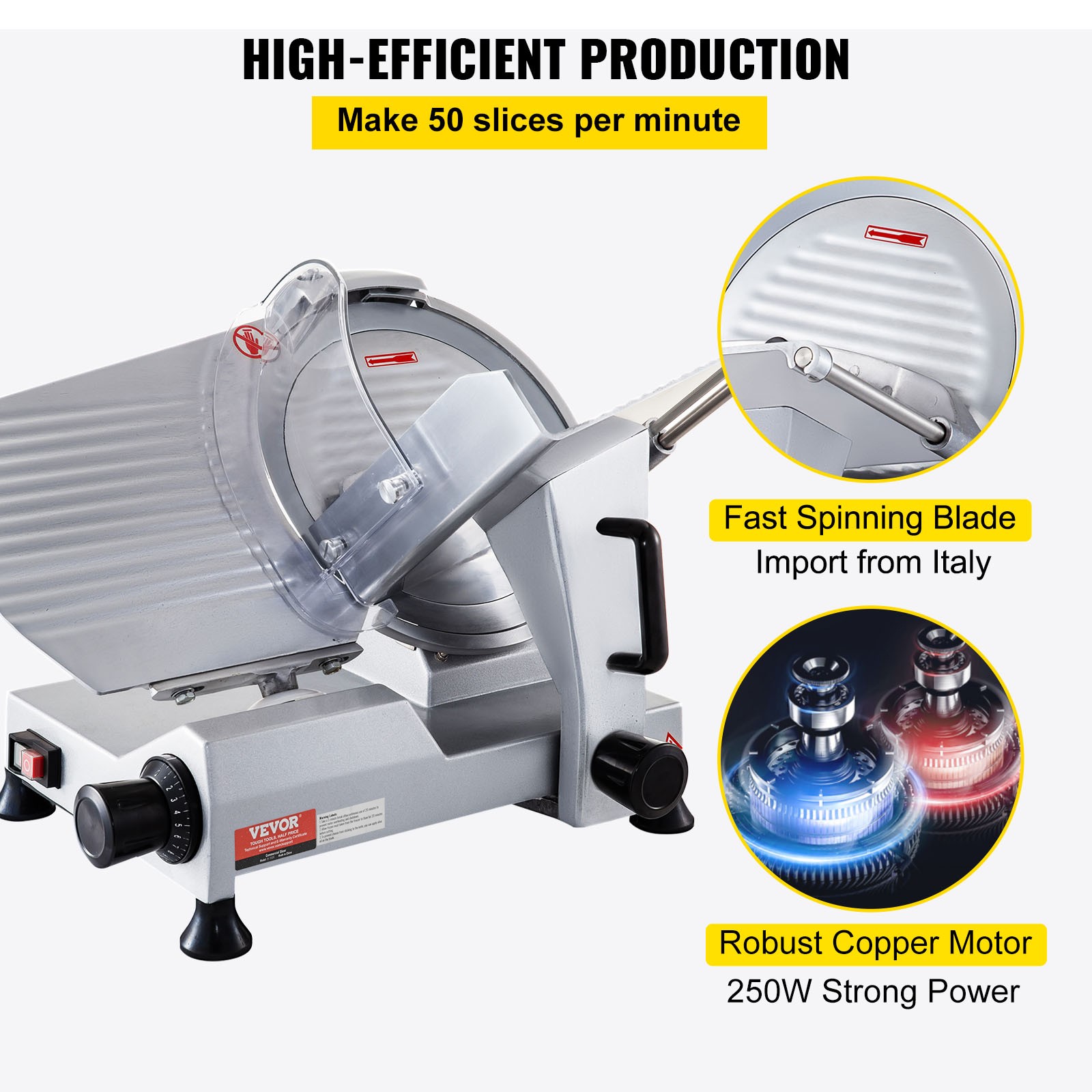 VEVOR Commercial Electric Meat Slicer Deli Food Cutter 12" Blade 320W 350-400RPM