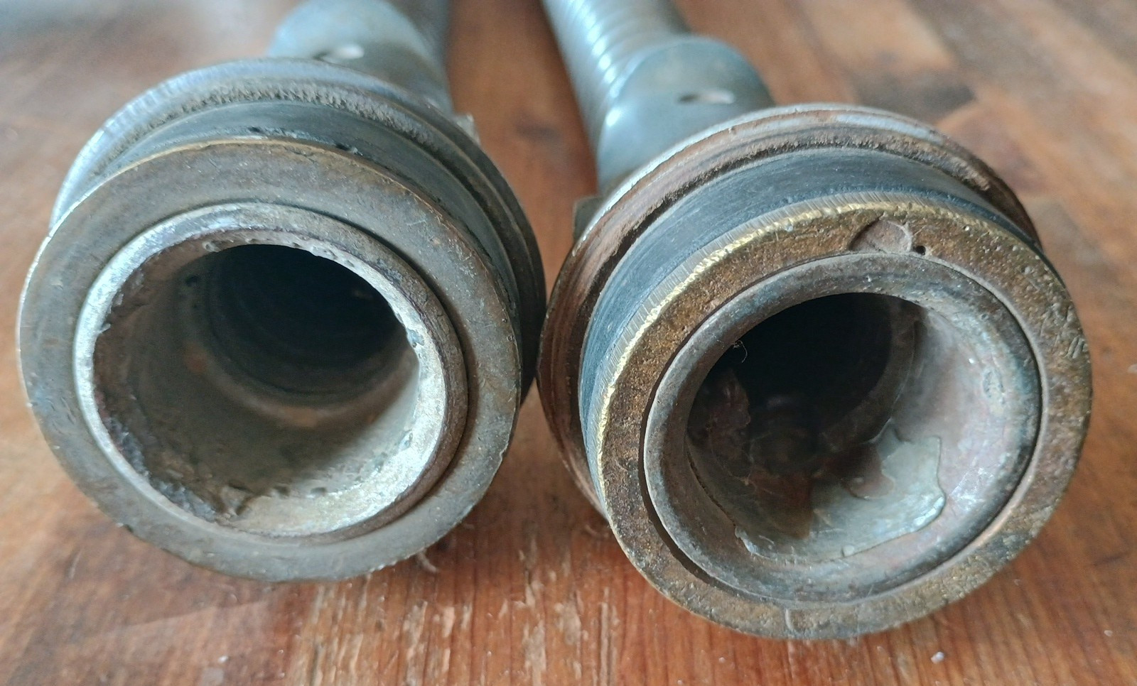 Lot of 2 Vintage Jerry Gas Can Flex Nozzle Spout w/ Screen Cap US Military Clamp