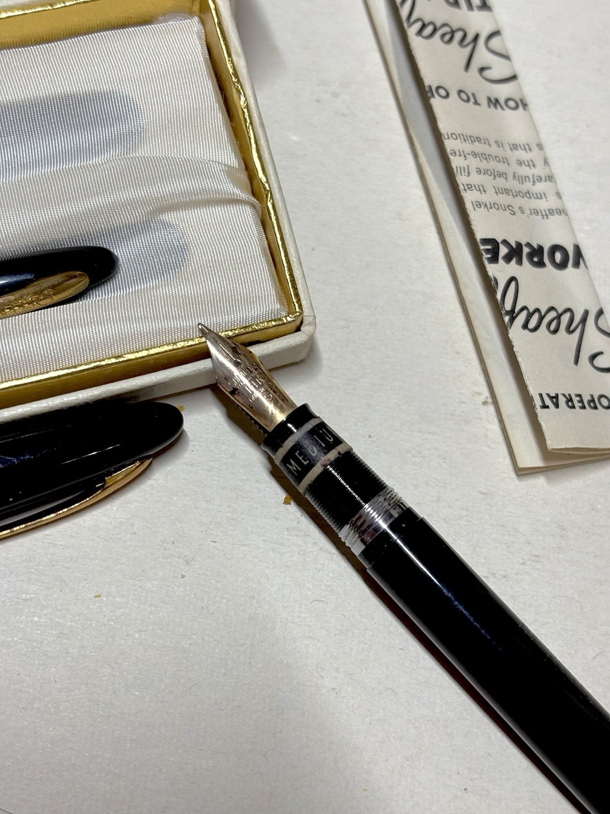 Vintage Sheaffer's Snorkel Fountain Pen & Pencil Set 14 Kt Gold Nib