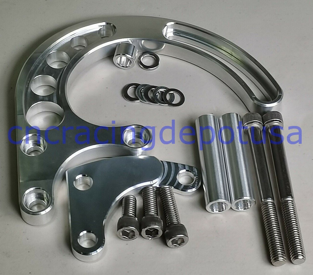 CHEVY SBC 350 MID MOUNT ALUM FRONT ACC DRESS UP COMPLETE KIT FOR LONG WATER PUMP