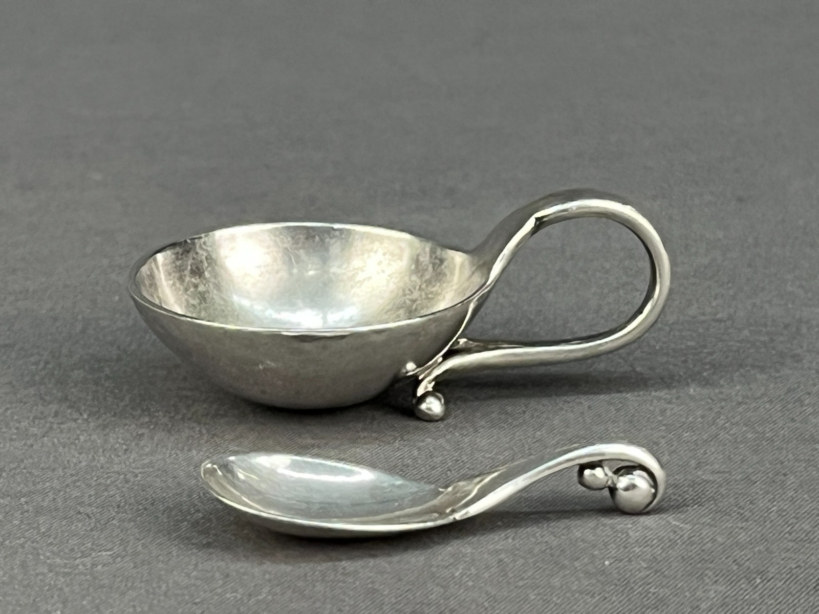 Georg Jensen No. 110 Sterling Salt Cellars and Spoons Denmark