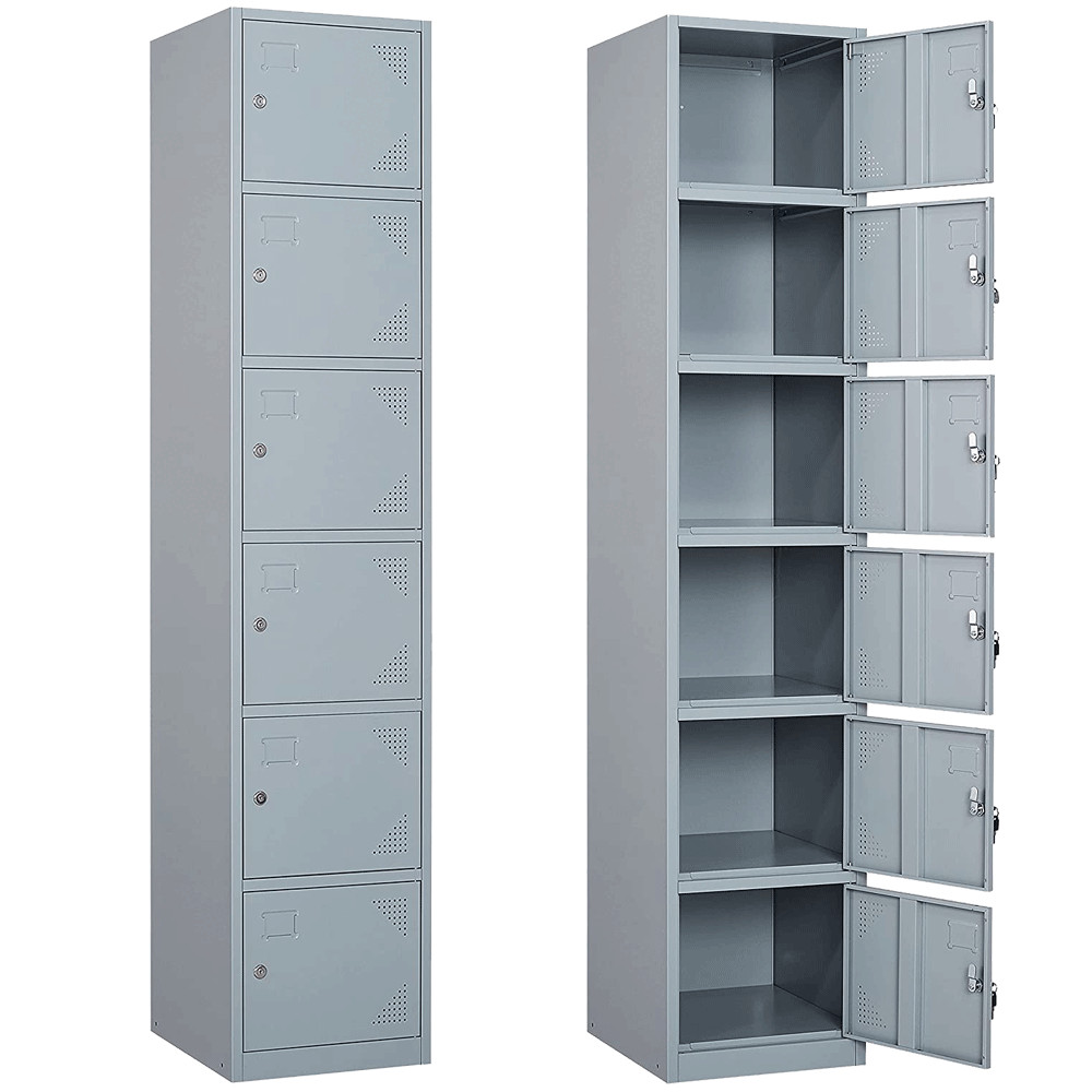 School Locker Steel Metal Storage Locker Cabinet with 6 Doors for Employees 71H