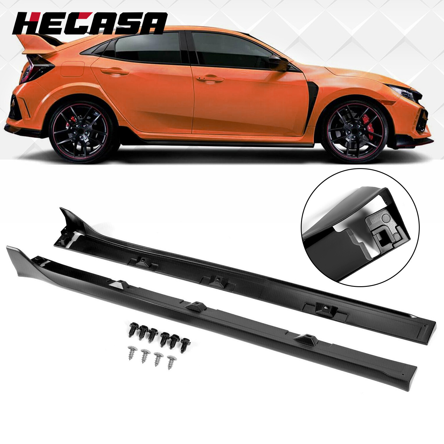 Side Skirt Extension For Honda 2016-2021 Civic LX EX SI 4 DR Sedan Type-R Style