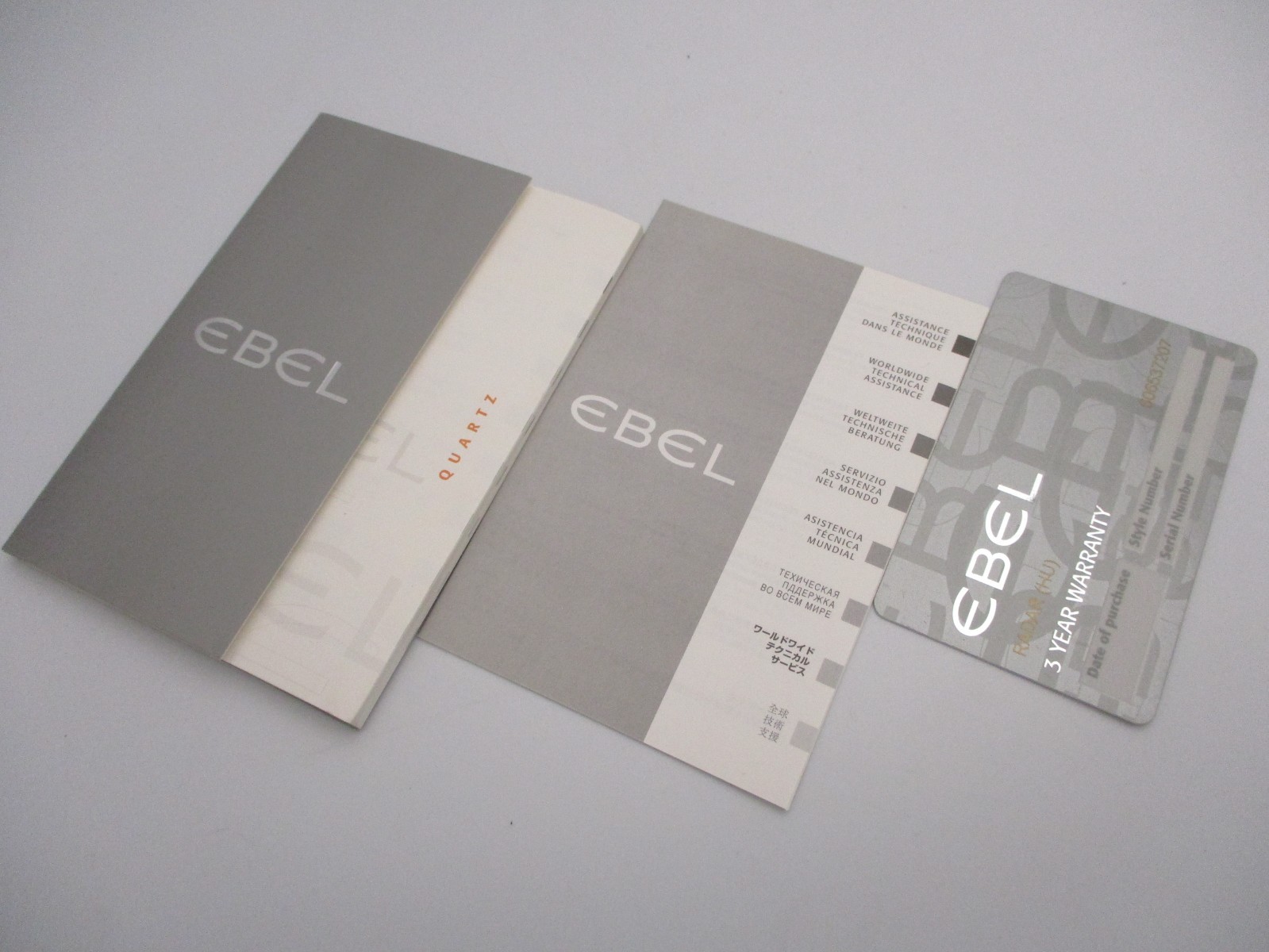 EBEL Quartz Watch Instructions & Warranty Book Service Directory and 3 Year Card