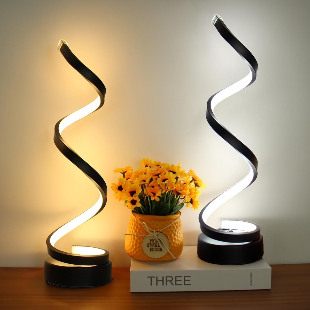 Table Lamp for Live Room Black Dimmable LED Lamp Small Bedside Nightstand Lamps