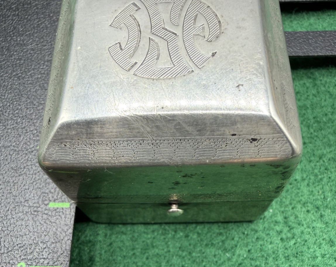 VINTAGE STERLING RING BOX HAS A MONOGRAM SCUFF RECESSED BOTTOM