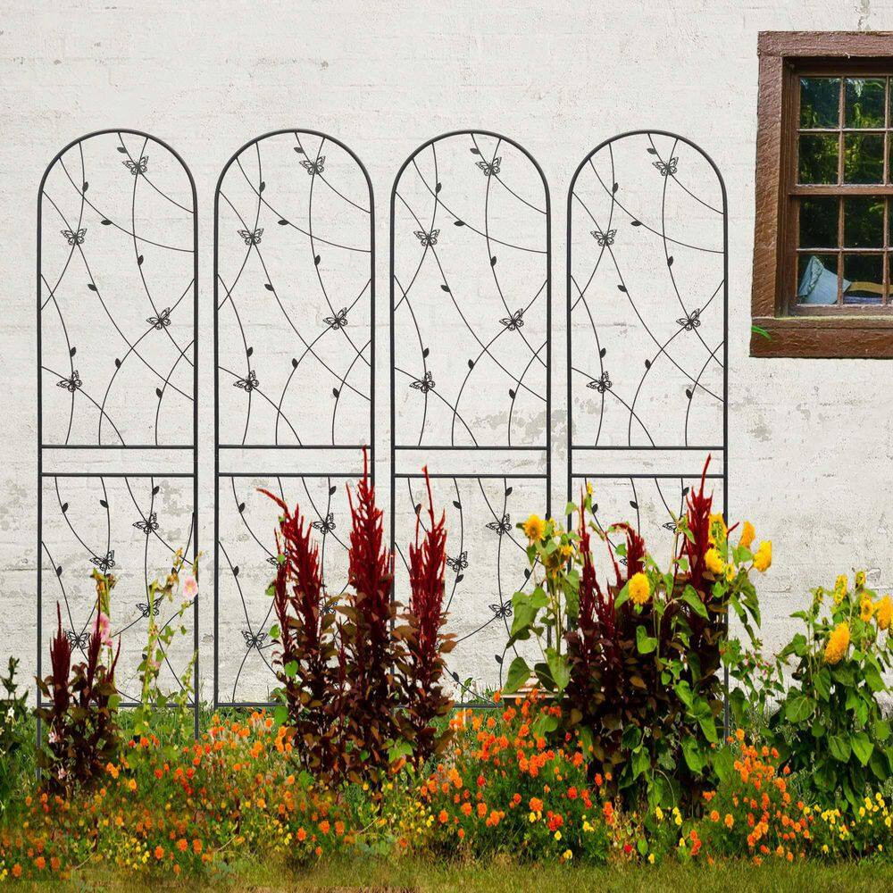 86.7 In. X 19.7 In. Metal Garden Trellis Rustproof Trellis Butterfly Decor for C