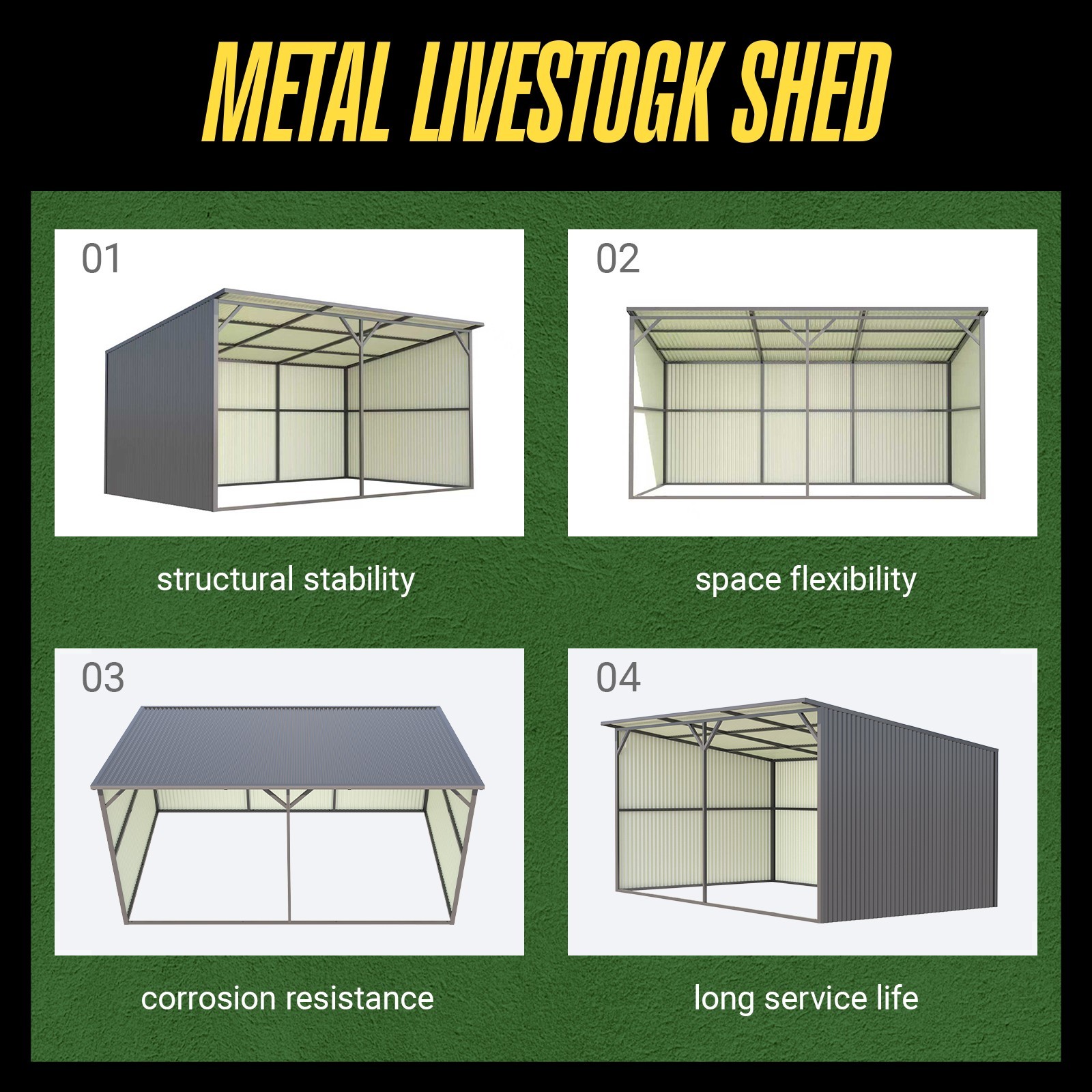 New 20x12 Ft Metal Livestock Shelter Run-in Shed for Cattle Horse Goat free ship
