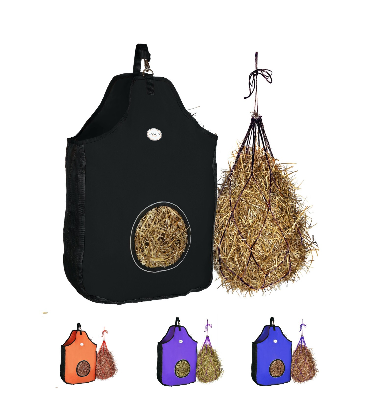 Majestic Ally 1200 D Hay Feeder Tote Bag for Horse, Sheep come with 36" Hay Net