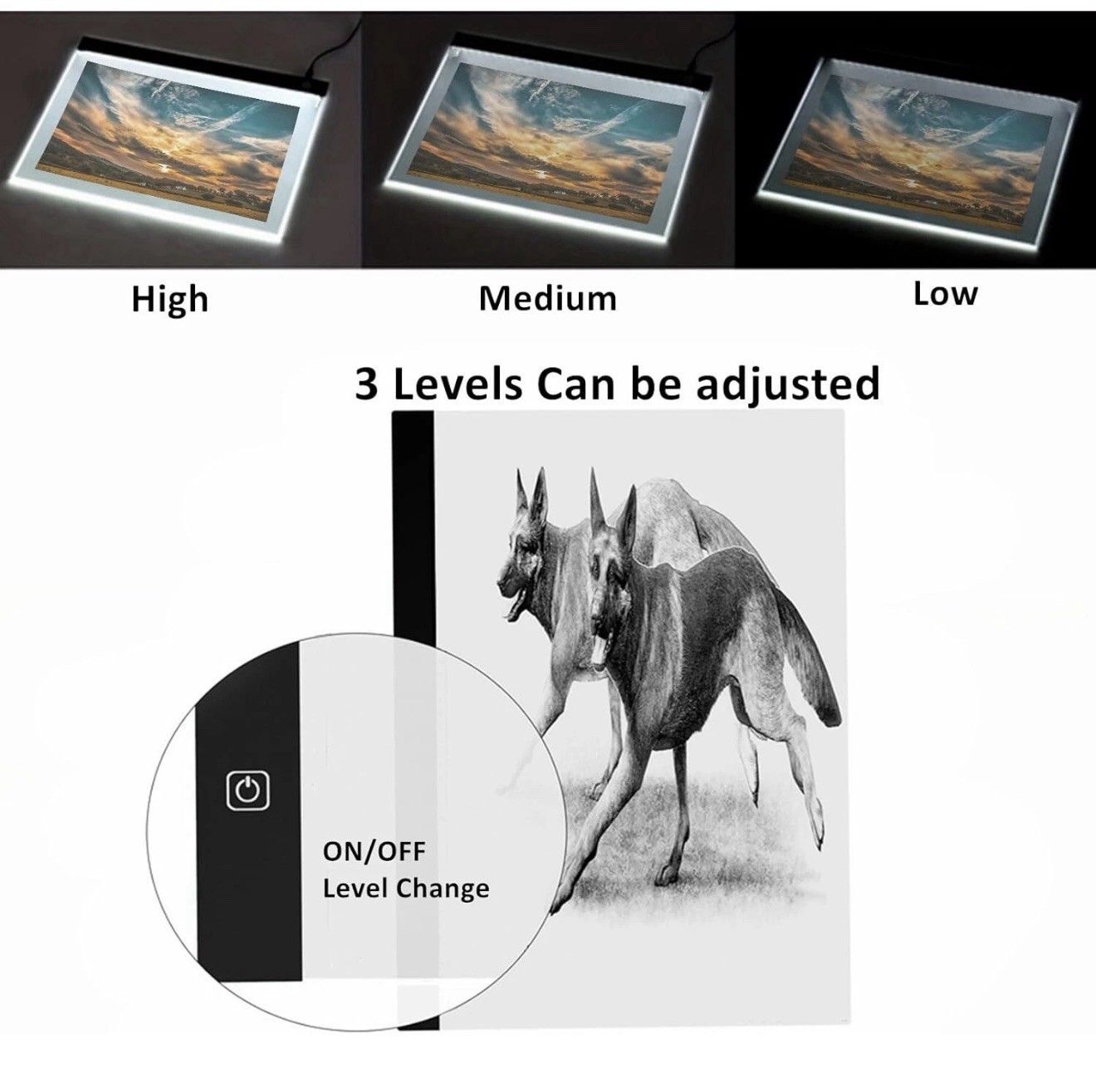 A2 Large Tracing LED Light Pad Kits for Diamond Art Sketching Painting - Adju...