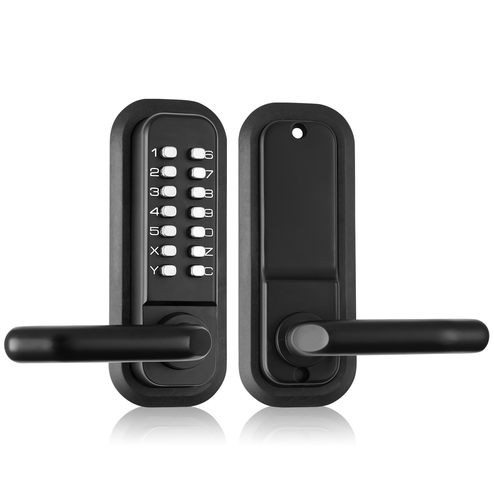Mechanical Keyless Entry Door Lock 14 Digit Keypad and Handle Embedded