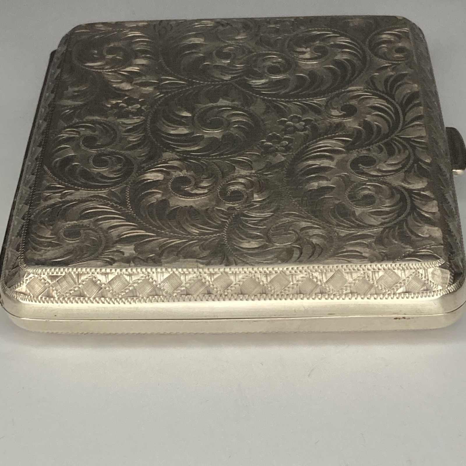 Sterling Silver .950 Cigarette Case Vintage Engraved~Made In Japan(130.5 Grams)