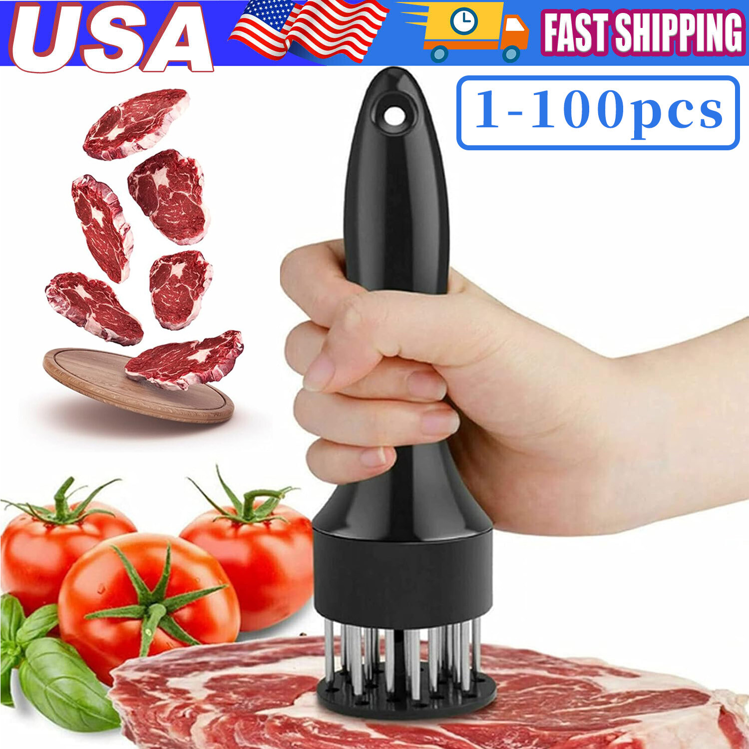 Meat Tenderizer Tool 21Needles Stainless Steel for Tenderizing Kitchen Tool USA