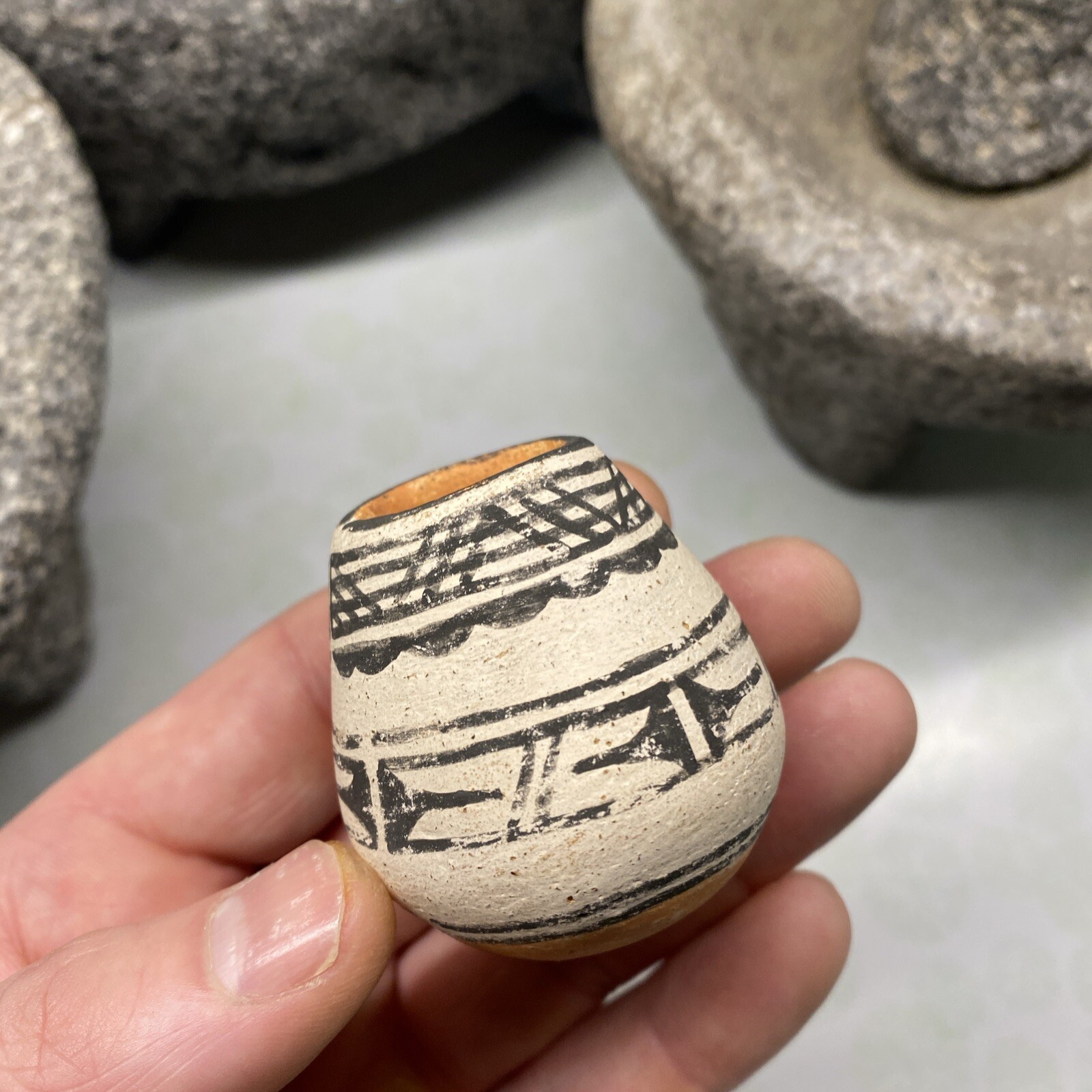 MLC s3092 Mini Polychrome Acoma 1 3/4” Solid Pottery Pot Jar