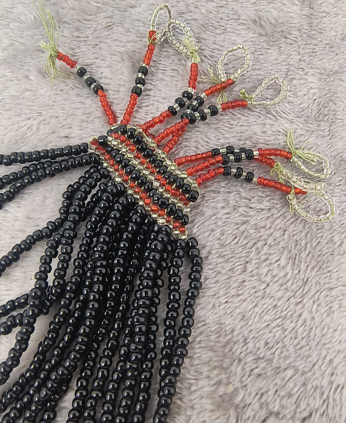 Modern Vintage Philippine Filipino Mindanao T'Boli Beaded Bib Necklace