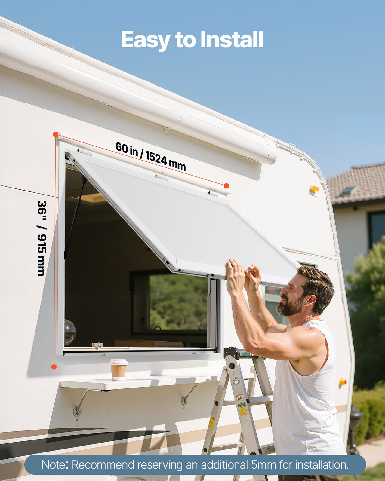 VEVOR 60x36in Concession Stand Serving Window Food Truck Service Awning Aluminum