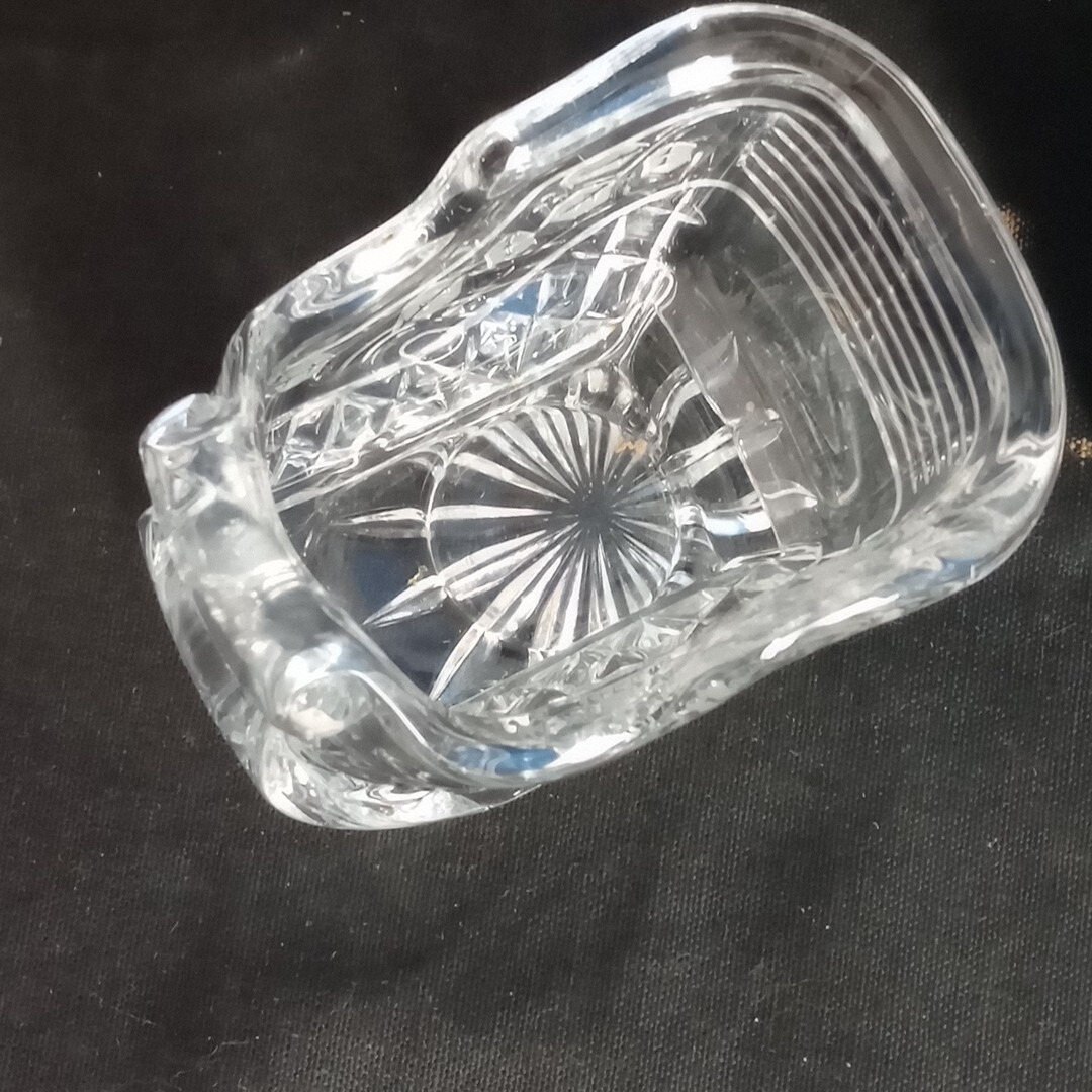 Bohemia 24% Lead Crystal Sleigh Centerpiece Candy Dish 5” x 3.5” In Box Vintage