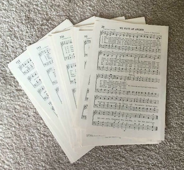 Sheet Music Pages LOT For Crafting 50 Sheets from Old Hymnal 8 1/4" x 5 1/2"