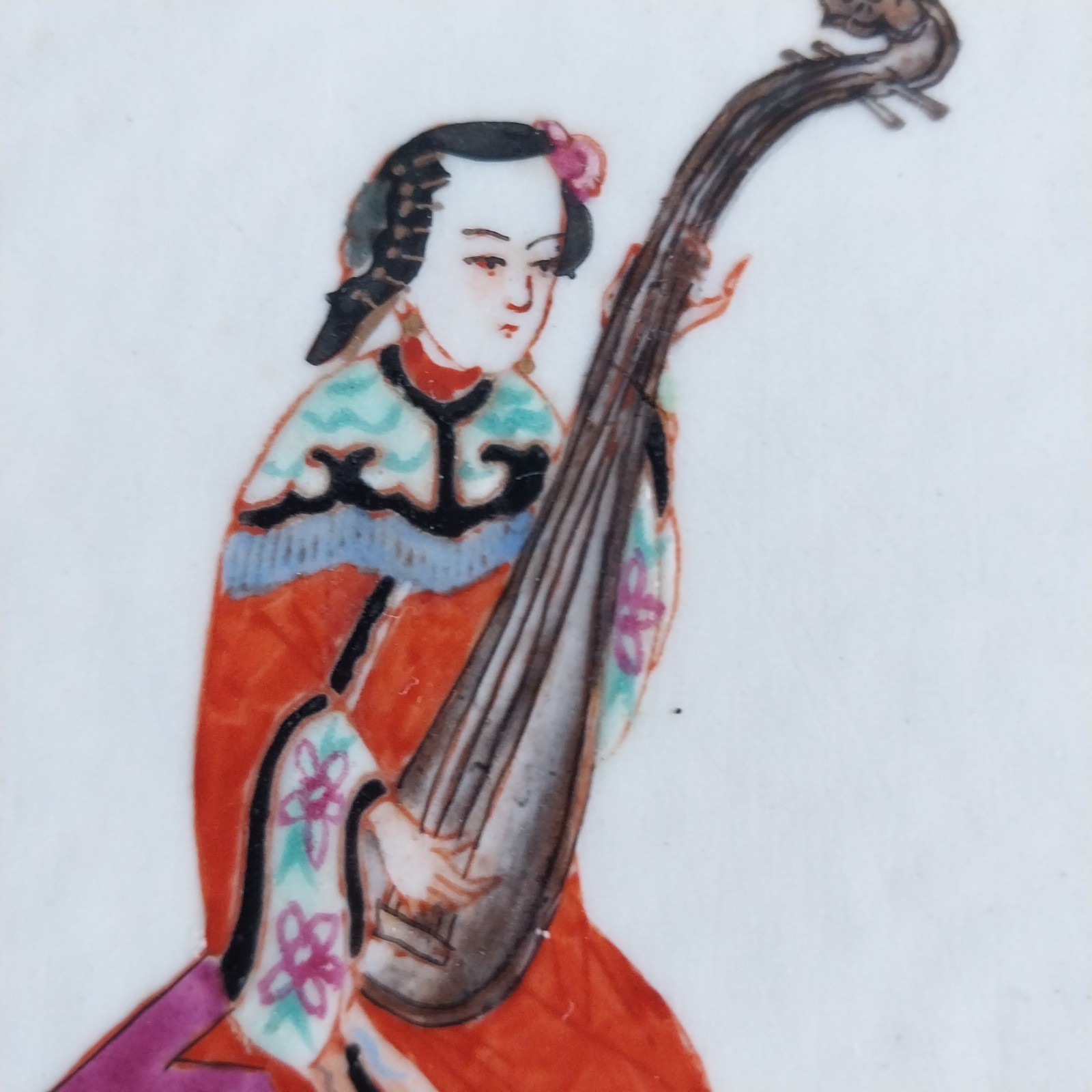 Grouping of Chinese Polychrome Porcelain Figurative Tiles 3 3/4"