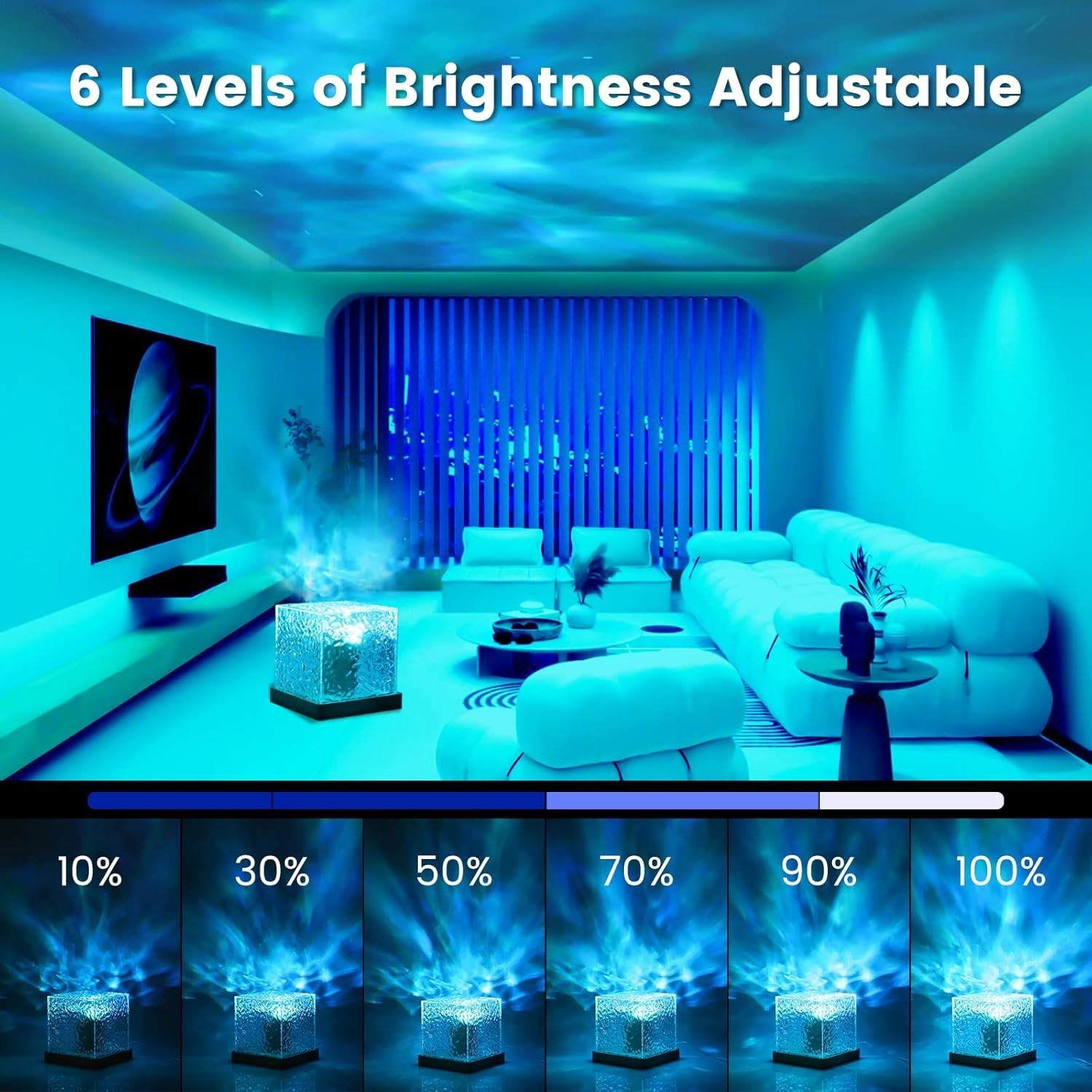 16 Colors LED Night Light Ocean Wave Projector Lamp Aurora Rechargeable Bedroom