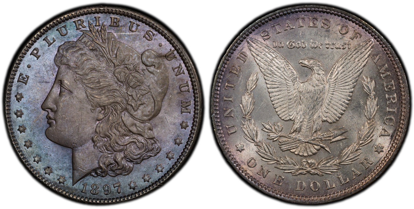 1897-P Morgan Silver Dollar PCGS MS63  Blue Tone!