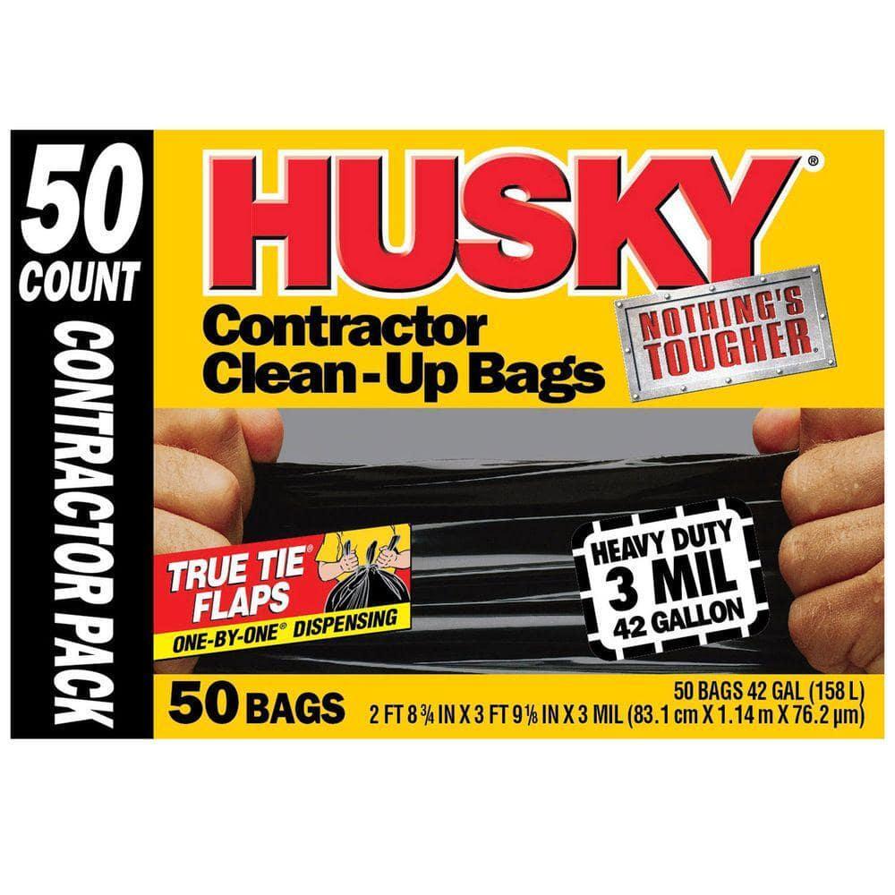 HUSKY 42 Gallon Heavy Duty Construction Garbage Trash Contractor Bags (50-Count)