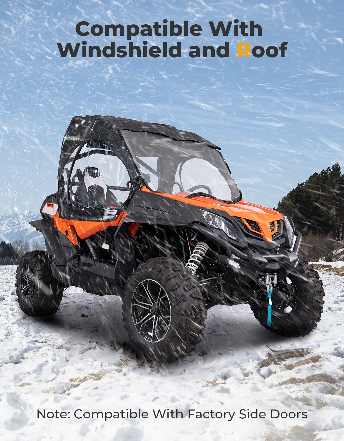 Pair Soft Upper Door w/ Zippered Window for CFMOTO ZFORCE 500/800/1000 2018-2022