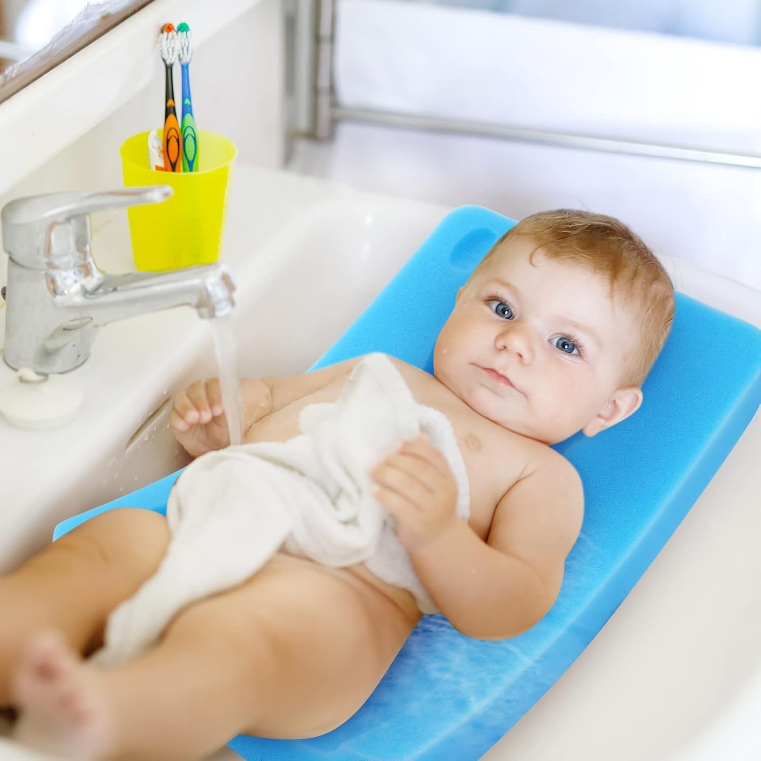 Baby Bath Cushion Baby Bath Sponge for Bathing Infant Bath Mat Newborn...