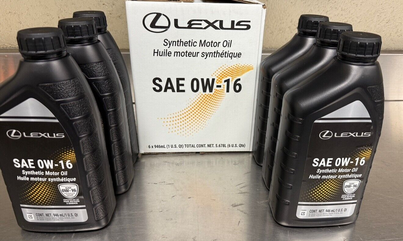 LEXUS/TOYOTA MOTOR OIL  0W-16 6 QTS IN A CASE 00279-16QTE-01T