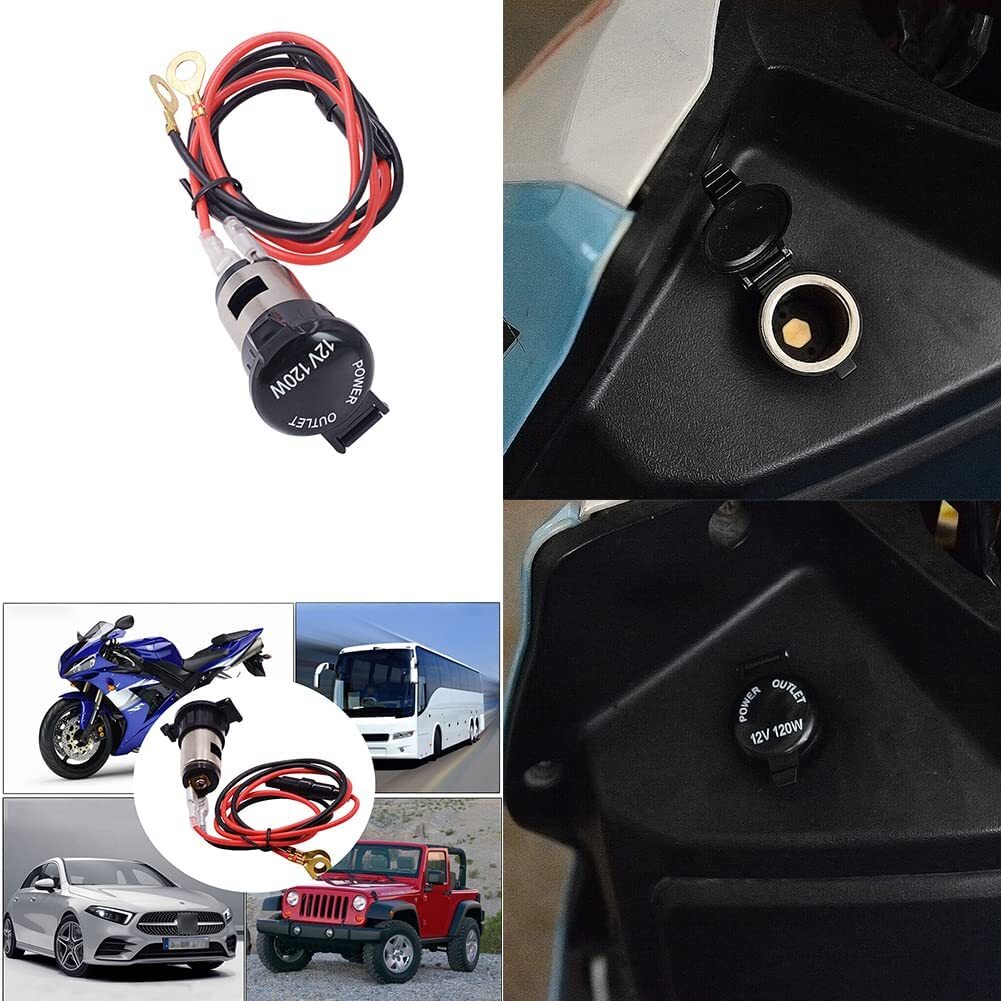 Car Boat Tractor Cigarette Lighter Power Socket Outlet Plug Accessories+Line 12V