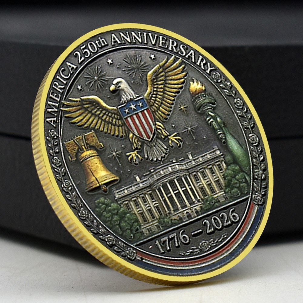 1776-2026 America 250th Anniversary Coin | Gold-Tone Patriotic Collectible Medal