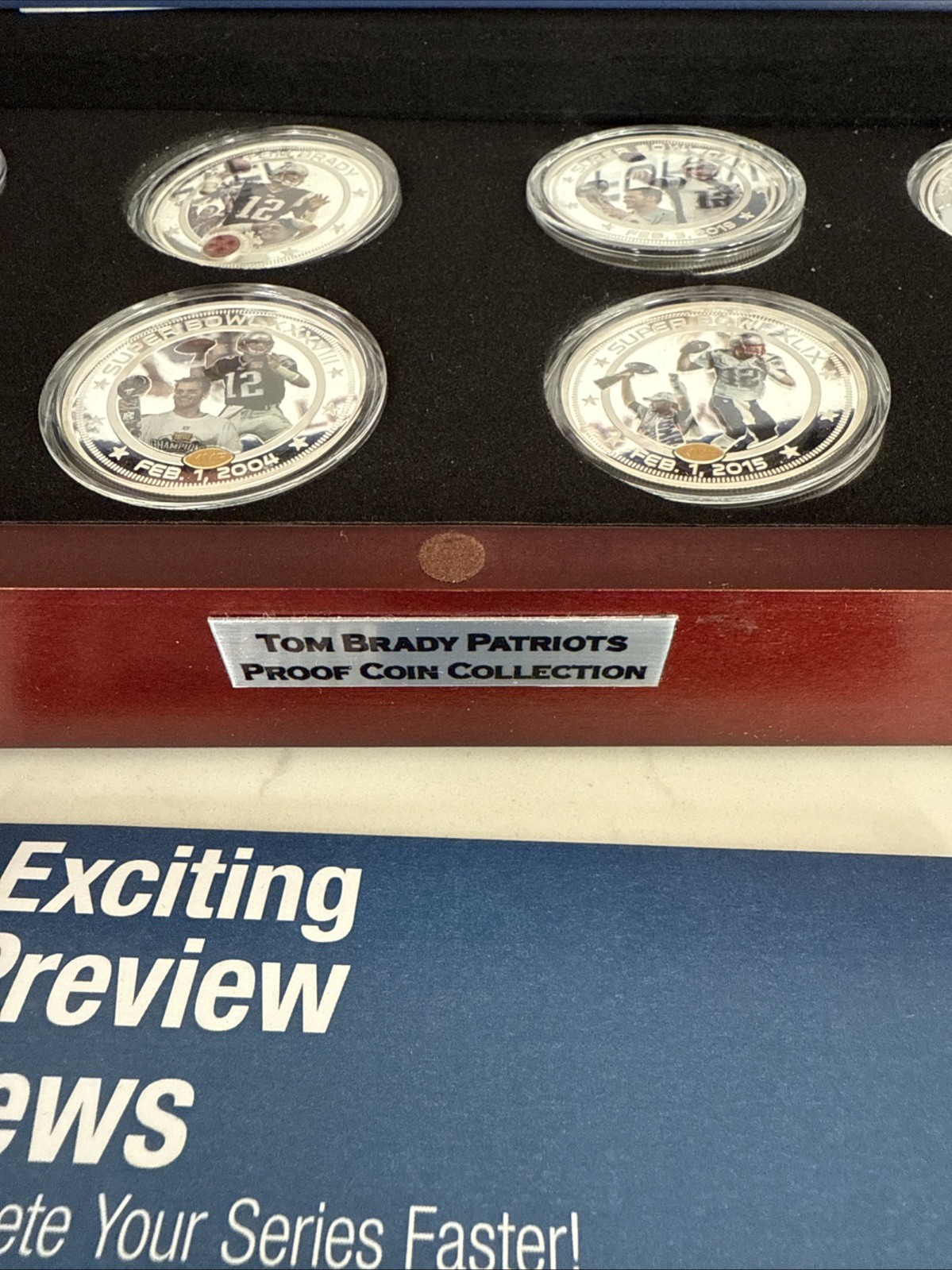 RARE Tom Brady Patriots Proof 8-Coin Dollar Collection Bradford Exchange Mint