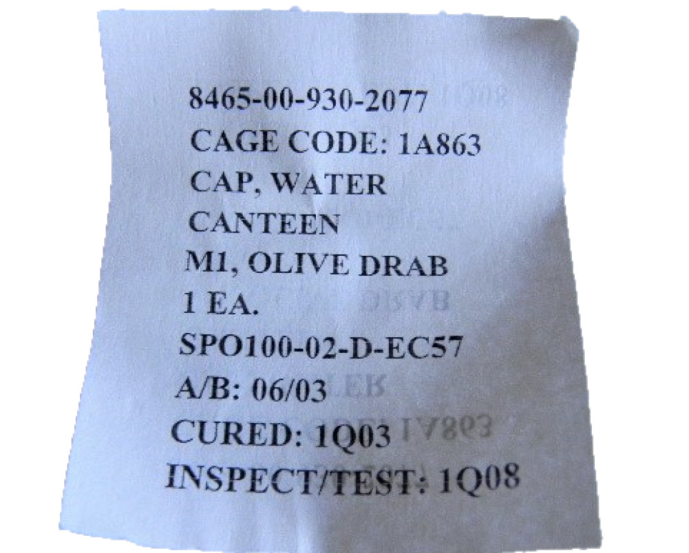 Military Water Canteen Cap M1 U.S. and NATO