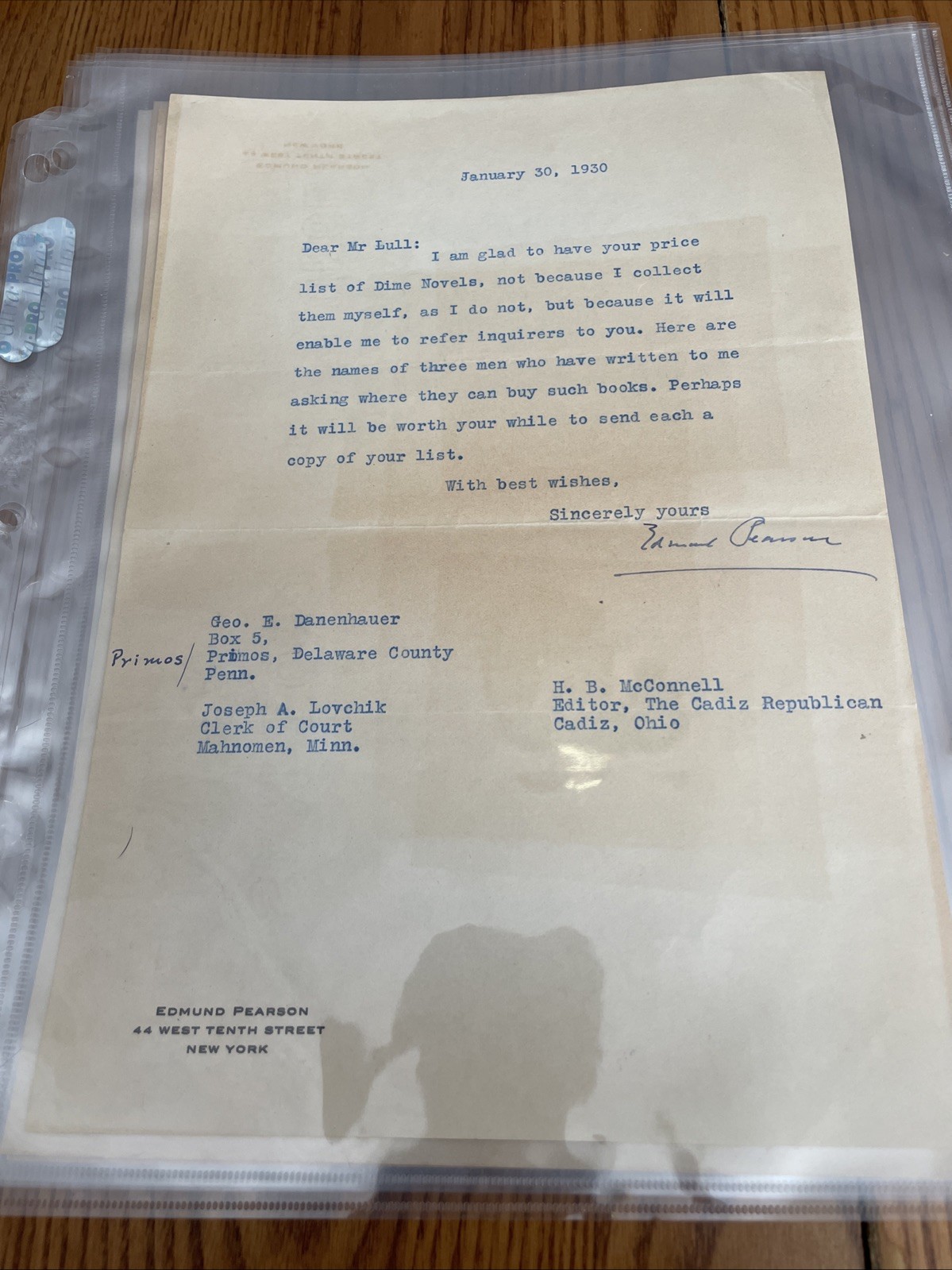 5 Signed 1930 Letters Edmund Lester Pearson Author Of True Crime Lizzie Borden