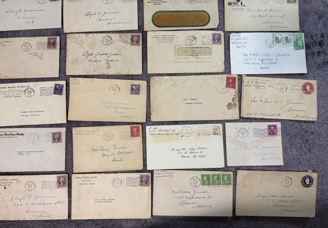 200+ Vintage Stamped Envelopes w/ Gladiolus Flower Gardens Related Letters