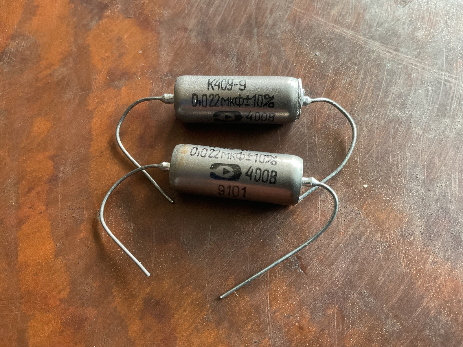.022uf 400v K40Y-9  Russian Capacitors - NOS - Paper In Oil - 2X -  0.022uf
