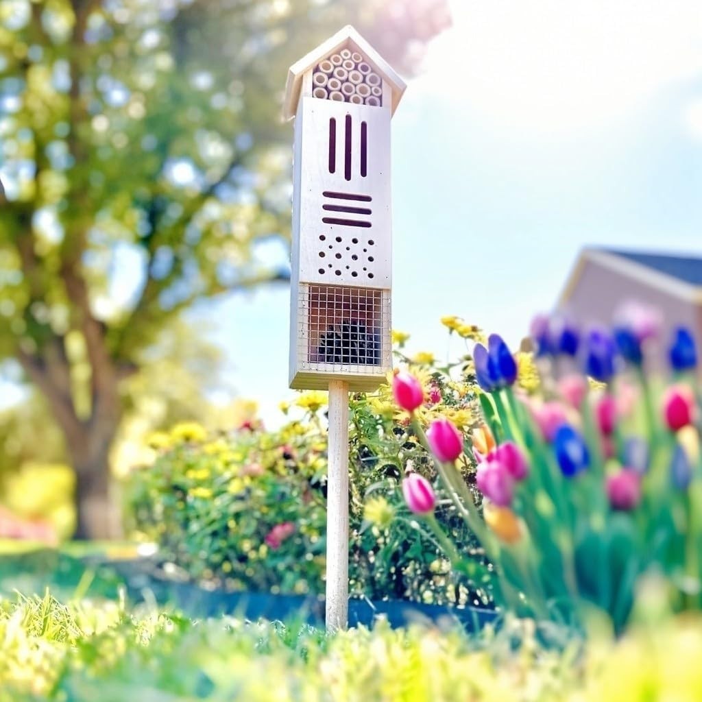 Durable Wooden Insect Habitat - Attract Ladybugs & Solitary Bees to Your Garden
