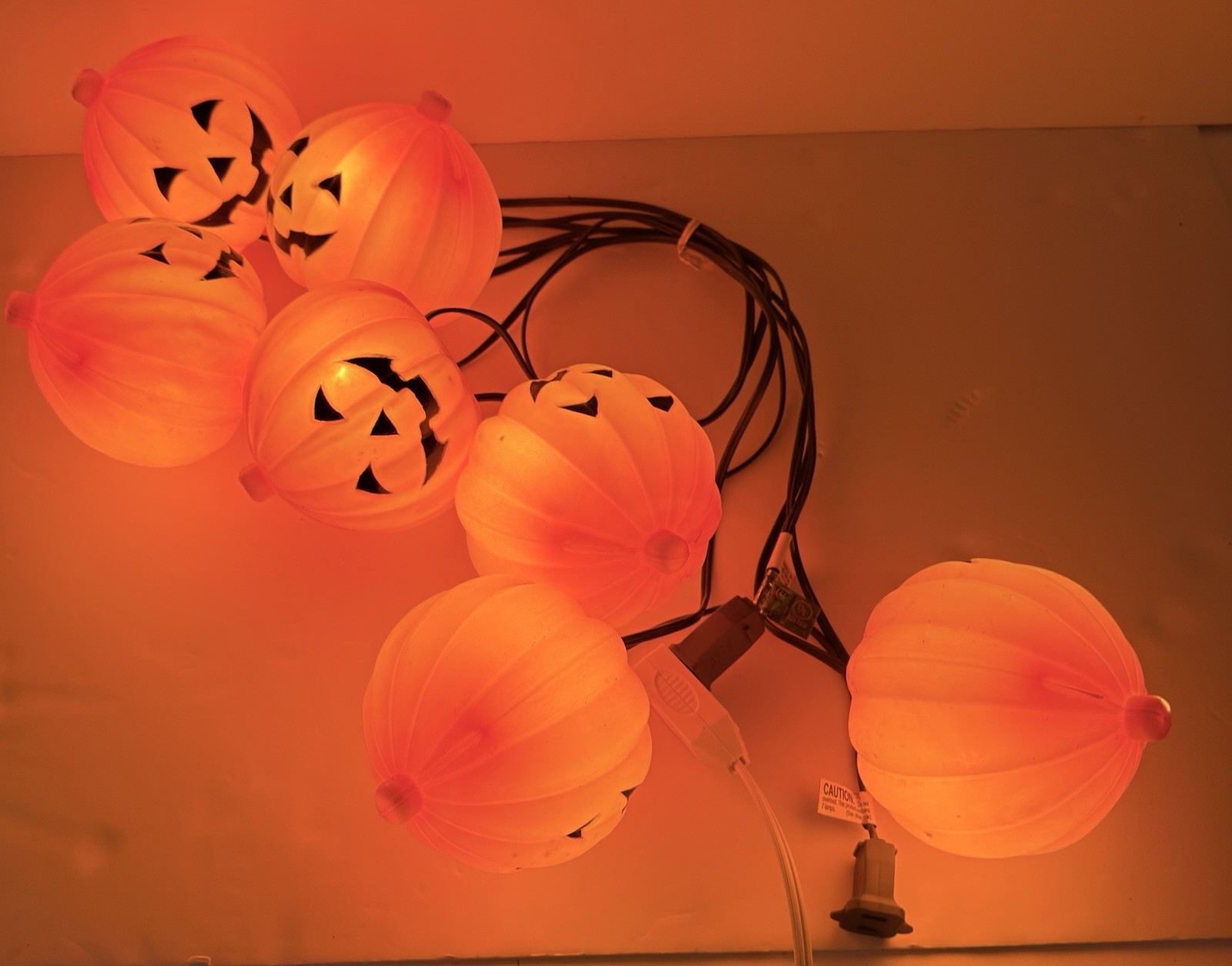 VINTAGE HALLOWEEN BLOW MOLD 5” PUMPKIN JACK O LANTERN LIGHT UP YARD SET OF 7