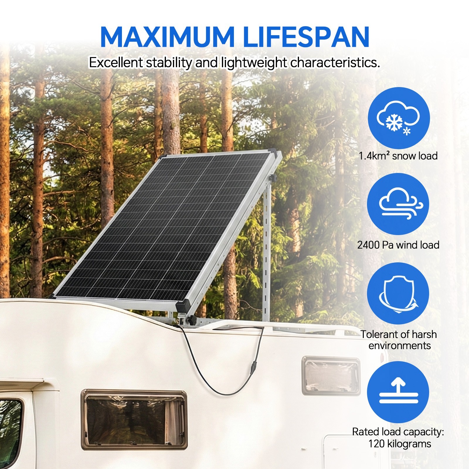 45 inch 0 - 90°Adjustable Solar Panel Mounting Brackets Kit (1/2/4Set) RV System