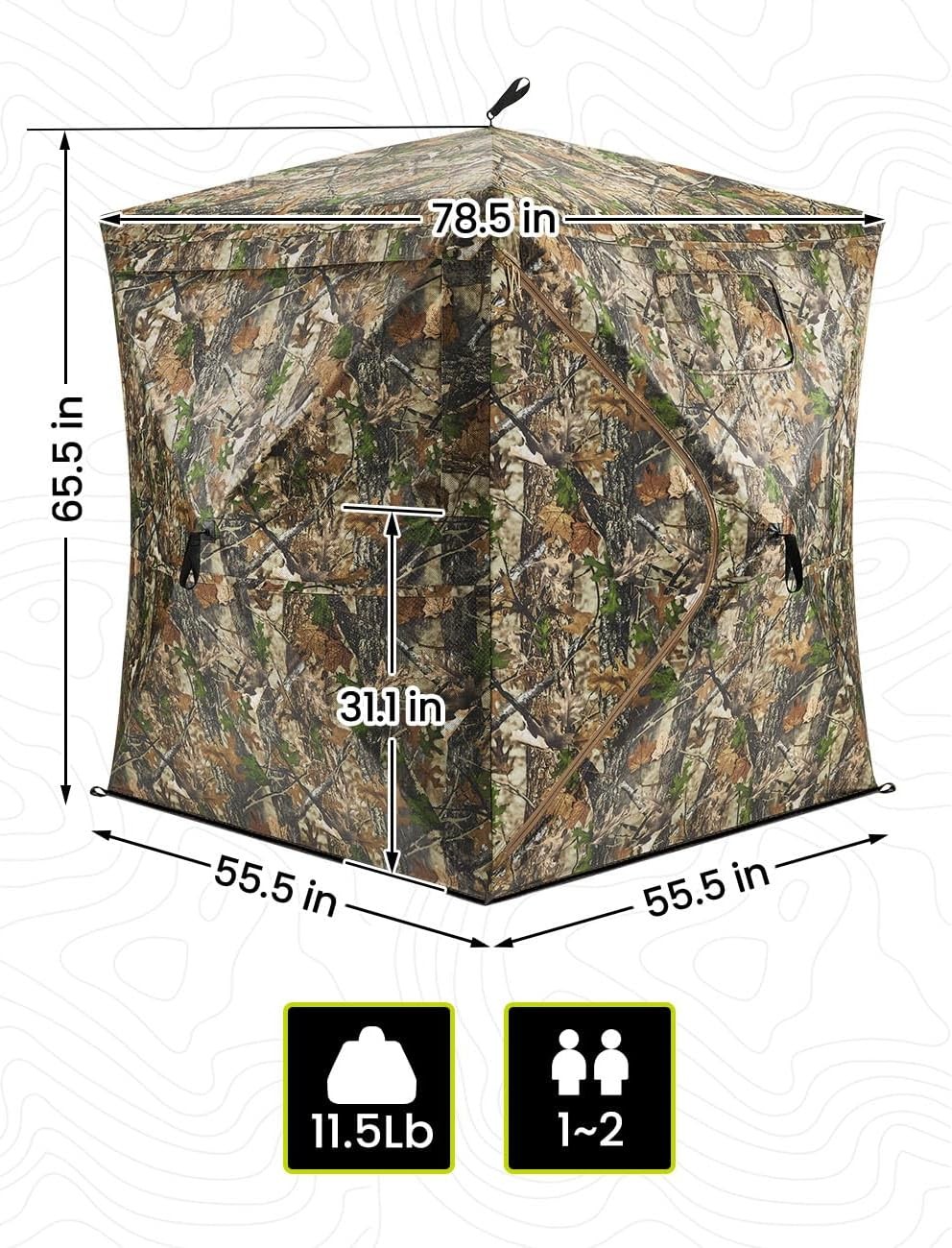 TIDEWE Hunting Blind 270°See Through with Carrying Bag, Pop Up Ground Blinds,2 P