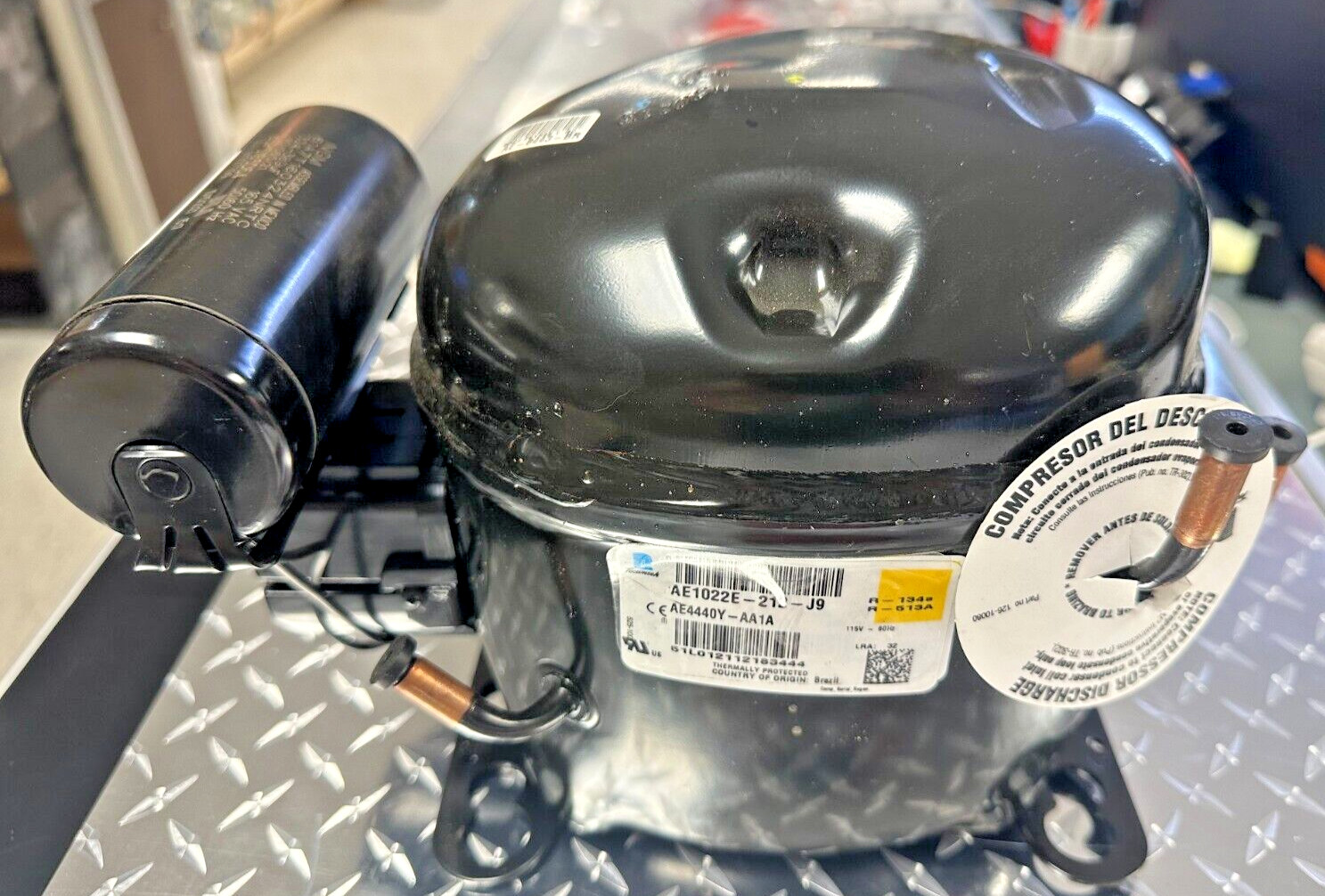 Tecumseh Genuine New AEA4440, 1/3 HP, Compressor, Coolers, 115VAC, R134a Rl2