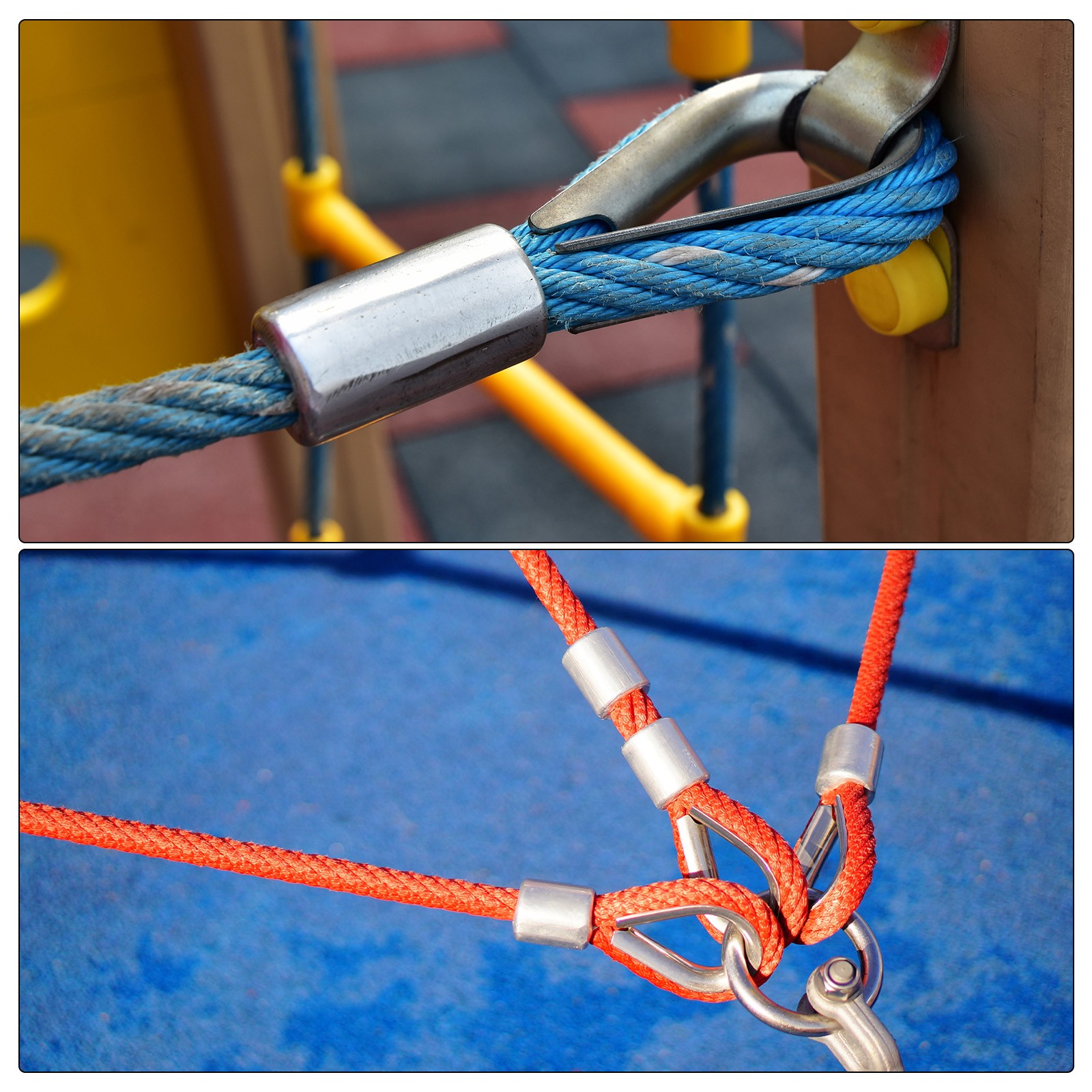 8pcs 3/8"/ 10mm Aluminum Crimping Loop Sleeves for Wire Rope Silver Tone