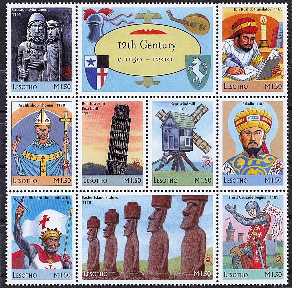 LESOTHO 1999 MILLENNIUM unmounted  KNIGHTS, ARMS, WINDMILL, ART