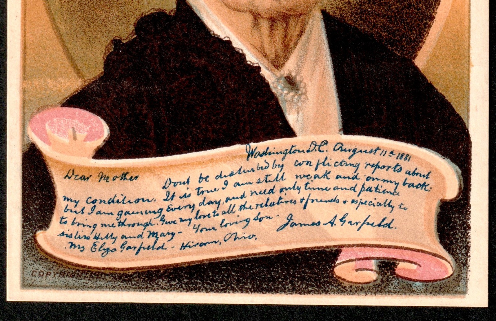 President James A Garfield 1881 RARE set 4x 1881 Widow Death Display Trade Cards