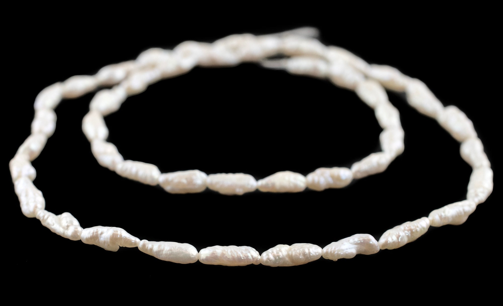 Vintage Japanese Rice Pearl Beads 4mm White Oval 16 Inch Strand
